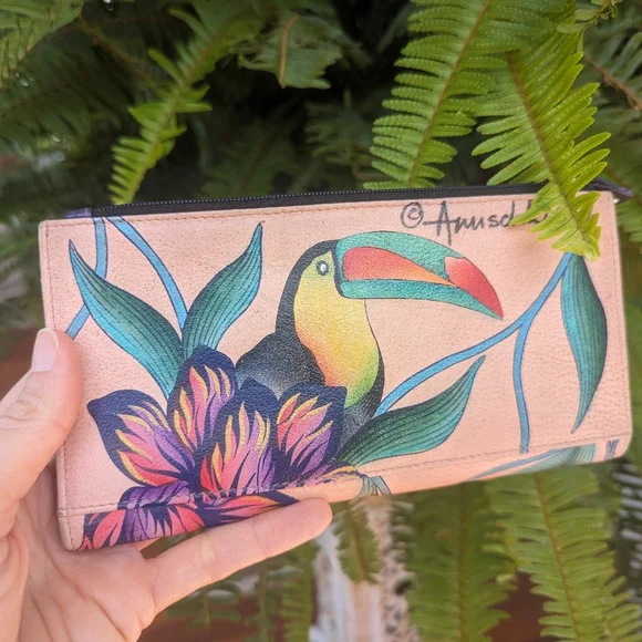 Anuschka Tropical Toucan Clutch Wallet Checkbook - Picture 4 of 5